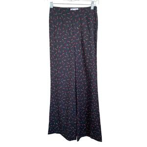 Rouje Paris Women's Floral Print Pants US Size 2  Black‎ Red